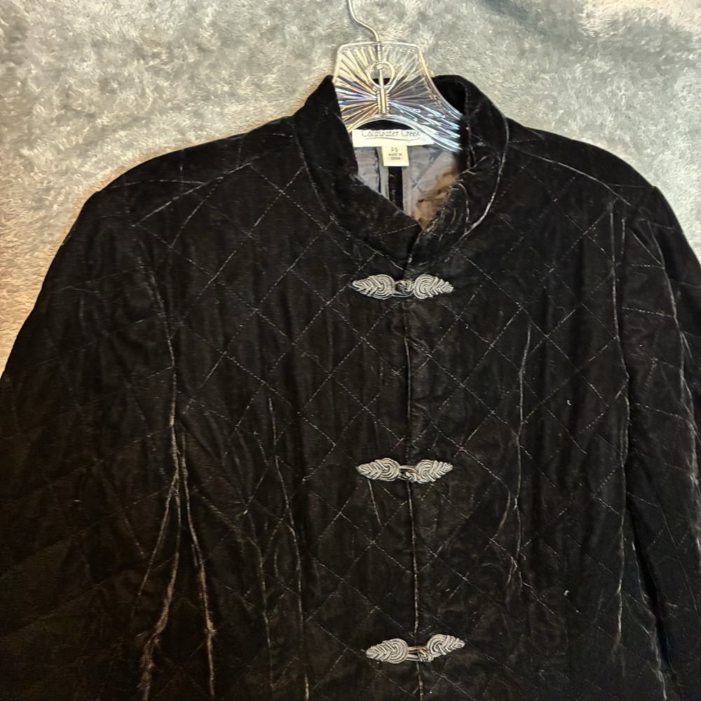 Coldwater Creek Women Velvet Quilted Jacket PS Chinese Style Goth Glam Steampunk